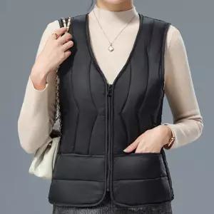 여성 기모패딩조끼 3색상 경량 브이넥 베스트 겨울 사무실 출근룩 엄마 선물용