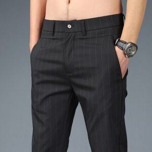 패션 줄무늬 봄 여름 얇은 캐주얼 바지 남성 슬림 스트레이트 클래식 비즈니스 정장 스트레치 아늑한 한국