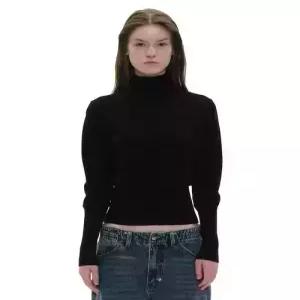 파르티멘토 우먼 partimentowomen PWC 하이넥 백 버튼업 니트 탑블랙