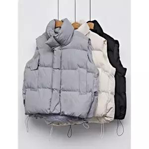 [하프클럽/르샵]하이넥 오버핏 밑단 스트링 패딩 베스트 (DO1VW011A)