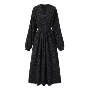 [하프클럽/미니멈 에브리데이]골덴 플라워 랩 스타일 끈 플레어 롱 원피스 (