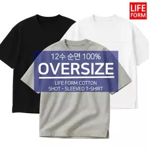 라이프폼 12수 고밀도 오버핏 반팔티셔츠 반팔티 무지티 남성 여성