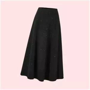 탱커스 89 스팽글 플레어 주름 니트 니트티 스웨터 티셔츠 상의 융털 롱 밴딩 스커트 치마 (TX4SK013L0) 44