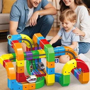 매직 트랙 큐브 어린이 교육용 고속 열차 DIY 블록 장식 소년 지적 발달 생일 선물