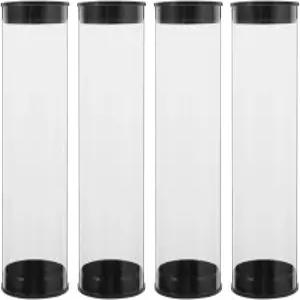 하나베이스 4pcs 투명 테니스 공 홀더 빈 골프 캐니스터 클리어 플라스틱 튜브 작은 보관 용기 트레이닝