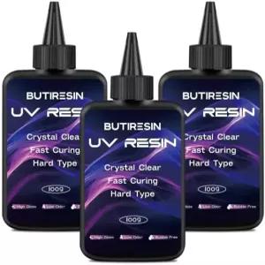 부티레진 UV 레진 300g 클리어 - 빠른 경화 크리스탈 무취 저점도 및 하드 타입 DIY 보석 제작 주조 코팅
