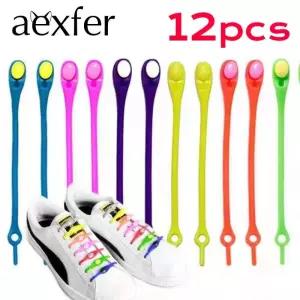 고무줄신발끈 12개 세트 실리콘 신발 끈 운동화 라운드 방수 넥타이