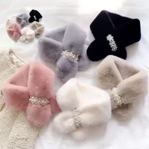 부드러운 여성 진주 쁘띠퍼 머플러 URK093 퍼 머플러