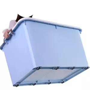 300리터대형리빙박스 이불 보관함 블루 초대형 수납함 옥스포드 언더베드 리빙박스 다용도