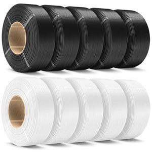 sunlu 10kg pla+ 필라멘트 리필 1.75mm, 3d 프린터 5kg 필라멘트, 호환, 화이트 플러스 재사용 및 pla 블랙 스풀 /롤 스풀용 1kg bambu 리필, 가능한 필라멘트와 없는 lab