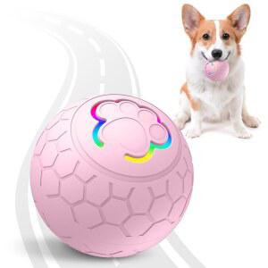 하이피보 인터랙티브 반려견 장난감 개 공, 자동 바운싱 회전 작은 반려견을 위한 움직이는 반려동물 20파운드(사이즈 스몰 - 직경 2.2인치) 지루함을 즐거운 생일, USB 충전식(핑크)