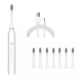 음파 전동칫솔 칫솔모 8개 세트 충전식 스마트 미세모 진동칫솔 화이트 Q232