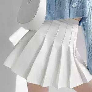 여성 심플베이직 데일리 꾸안꾸룩 하이웨스트 A라인 플리츠 테니스 미니스커트