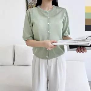 2L-PPT 1020 여자 엘르 퍼프 반팔니트가디건