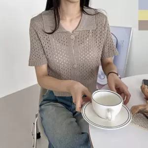 2L-PPT 1050 여자 스윗 펀칭 카라반팔니트가디건