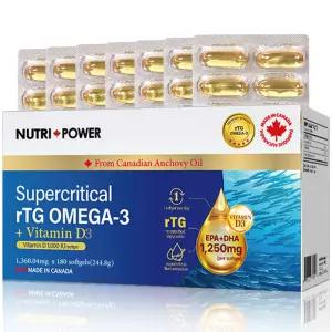 뉴트리파워 캐나다산 알티지 오메가3 EPA DHA 1250 비타민D3 180캡슐
