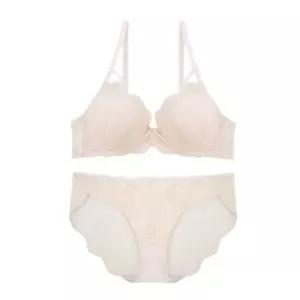 [롯데백화점]섹시쿠키 라이트 핑크 베이지 꽃망울 레이스 브라 레이스 팬티 세트 SCWBA306SCWPA307