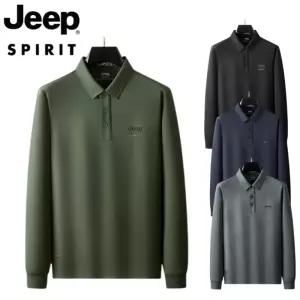 JEEP SPIRIT 폴로 셔츠 남성 긴팔 상의 폴리에스터 이너 루즈핏 패션 봄가을 티셔츠