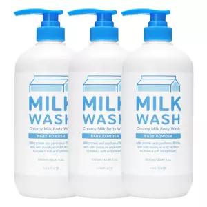 코스메이트 밀크 바디워시 베이비파우더향 1000ml 3개 / 고보습 주름개선 기능성