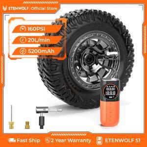 에텐울프 S1 차량용 에어 컴프레서 5200mAh 휴대용 타이어 공기 주입기 무선 20L/분 펌프 자동차 오토바이