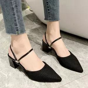 큐빅장식 얇은 스트랩 구두 샌들 직장인 오피스 슈즈 슬리퍼구두 여름외출화 뮬힐