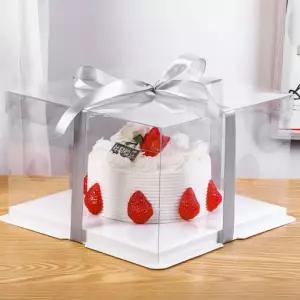 투명 케이크상자 포장박스 높은 생일 케이스 손잡이 사각 베이킹 답례품