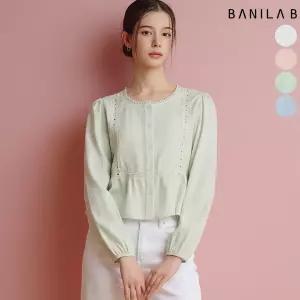 여성 레이스테잎 벌룬소매 블라우스