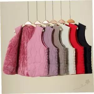 여성 웨이브 패딩 융 기모 조끼 브이넥 베스트 겨울 보온 경량 아우터 데일리