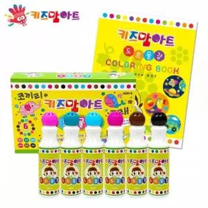 키즈맘아트 미술놀이 도트 물감 6색 (프렌즈 아이러브도트 컬러링북 세트)