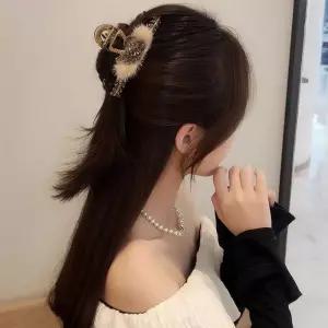 포인트 모양 큐빅 퍼 하객룩 데이트 모임 집게핀헤어 머리 리본 똑딱 바나나 미니 집게 반묶음 악세사리 긴