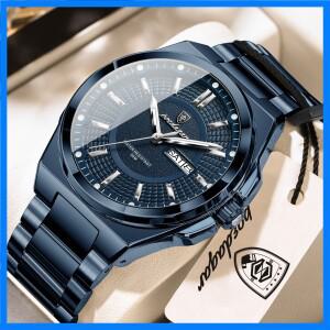 포에다가 탑 비즈니스 남성용 손목시계 스테인리스 스틸 방수 야광 캐주얼 남성 시계 날짜 요일 스타일리쉬