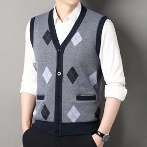 새로운 남자 조끼 민소매 스웨터 카디건 v 넥 버튼 다운 조끼 코트 대비 캐주얼 소프트 니트 양복 조끼