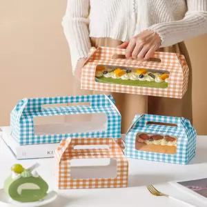 파운드케이크 롤케익 가죽손잡이 투명 하프 세트 롤 박스 케이스 100개