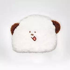 브라운-미니 살짝웃음 캐릭터 화이트 동전지갑 립밤파우치