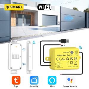QCSMART 슬라이딩 게이트 오프너 컨트롤러 IP65 방수 도어 센서 USB 충전 Tuya Smart Life Google Home Ale