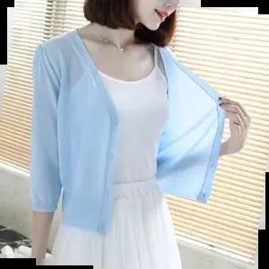 브이넥 가디건 초경량 시스루 여름 볼레로 얇은 니트