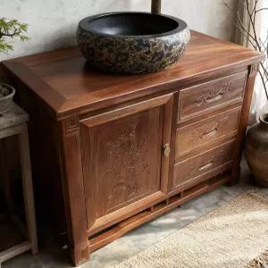 엔틱 세면대 한옥카페 인테리어 원목 펜션 세면기 서랍 욕실 욕실인테리어