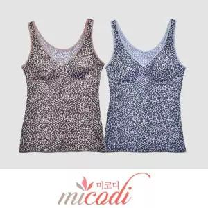 (미코디) 청량한 착용감 인견 호피 패턴 노와이어 브라런닝