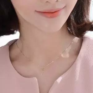 14K 스틱 컷팅 바 베이직 금 목걸이 42cm