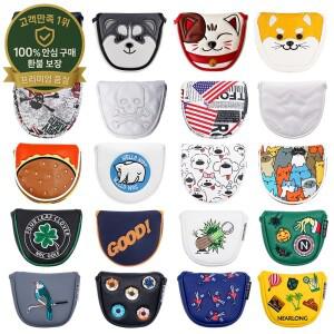 골프 말렛 퍼터 커버 마그네틱 및 매직 테이프 클로저 합성 가죽 멀티 스타일 팬더 고양이 아키타 내구성