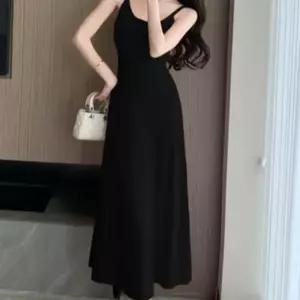 나시원피스 끈나시 롱 원피스 슬림 패션 베이직 날씬 무지 A라인