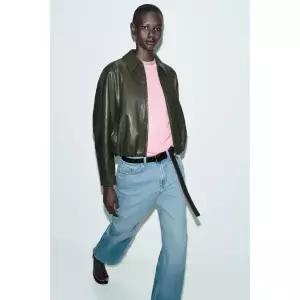 [국내발송] ZARA 여성 페이크 레더 봄버 재킷 - 카키 452644