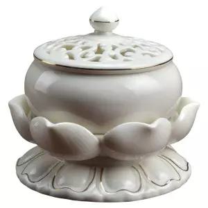 향받침대 아로마 테라피 연꽃 백자 도자기 향로 장식품 힐링 조각상 트레이