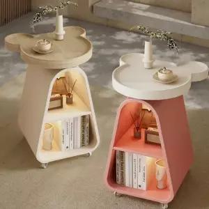 사이드테이블 침대 협탁 테이블 소형 미니 수납 크림색 철제 이동식 트롤리 커피 옆 선반 사이드 캐비닛 소