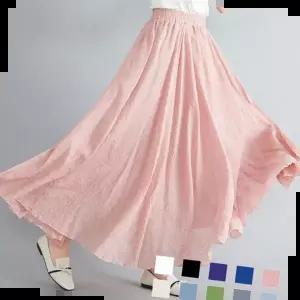 A라인 아시면 여성 롱 치마 봄 여름 간절기 데이트룩