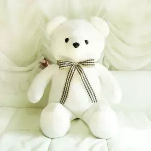 곰인형 체크리본베어 화이트60 국산애착인형 곰돌이 어린이날선물 화이트데이선물