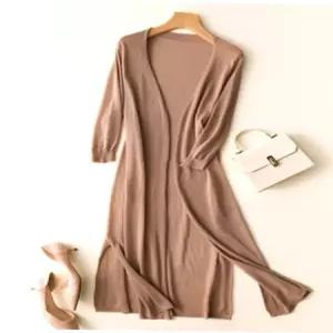 여름가디건 여성 봄 여름 가을용 단추없는 니트 롱 가디건