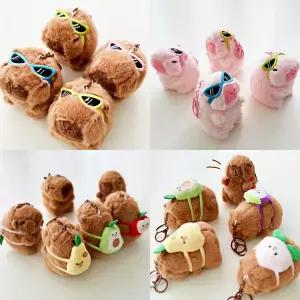 여행가는 카피바라 인형키링 가방 열쇠 고리 귀여운 봉제인형 배낭 선글라스 증정