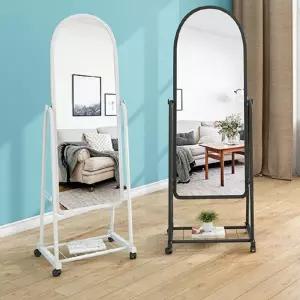 바퀴달린전신거울 스탠드 전신거울 블랙 이동식 대형 화이트