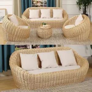 등나무 소파 테이블 베란다 세트 원색 삼인 발코니